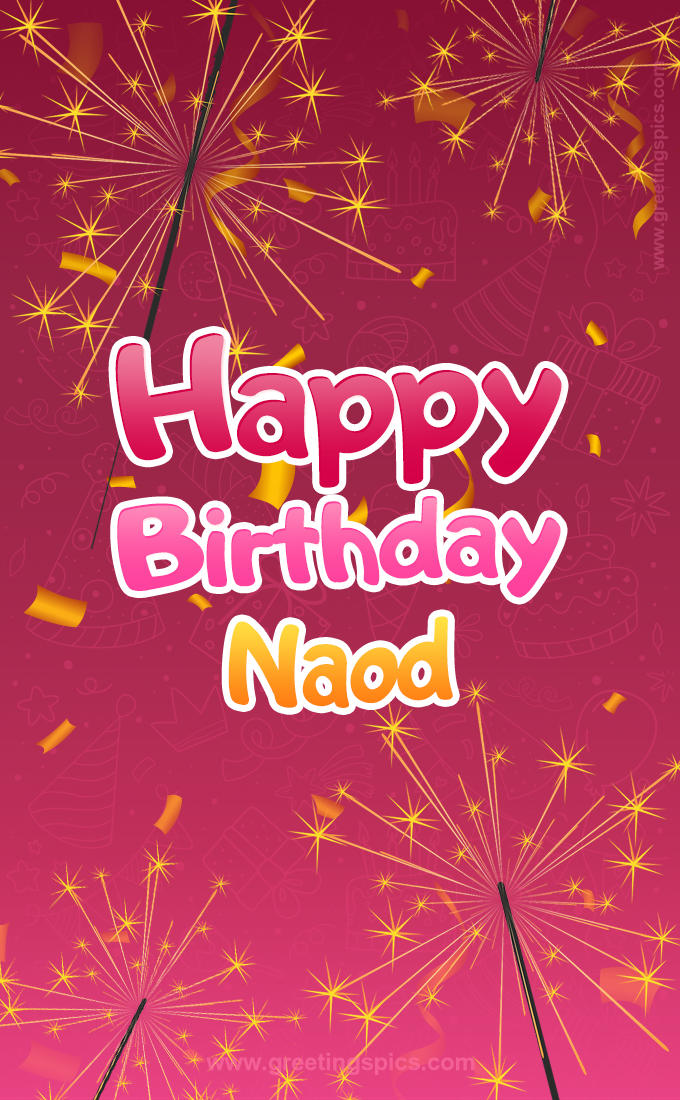 Happy Birthday Naod Image with sparklers (tall rectangle shape picture)