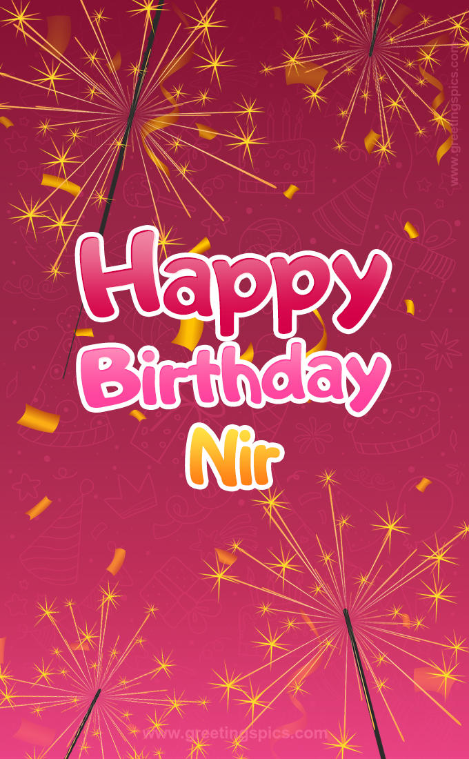 Happy Birthday Nir Image with sparklers (tall rectangle shape picture)