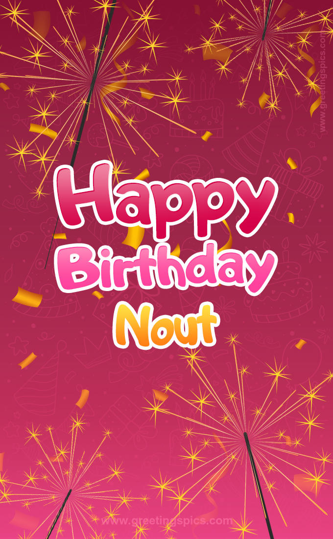 Happy Birthday Nout Image with sparklers (tall rectangle shape picture)