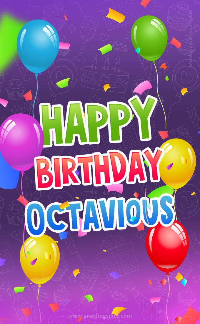 Happy Birthday Octavious Festive Greeting Card (tall rectangle shape picture)