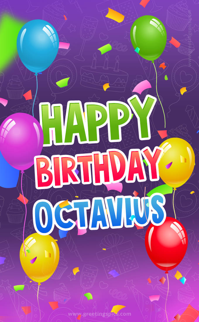 Happy Birthday Octavius Festive Greeting Card (tall rectangle shape picture)