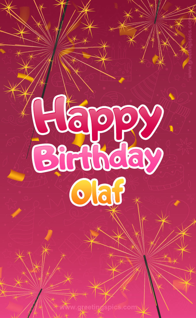 Happy Birthday Olaf Image with sparklers (tall rectangle shape picture)