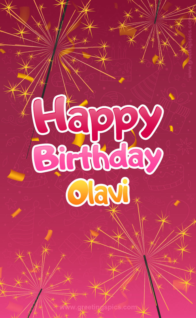 Happy Birthday Olavi Image with sparklers (tall rectangle shape picture)