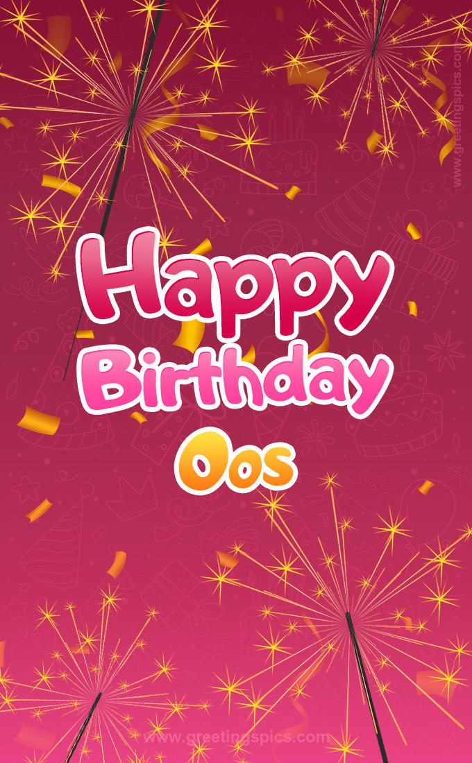 Happy Birthday Oos Image with sparklers (tall rectangle shape picture)