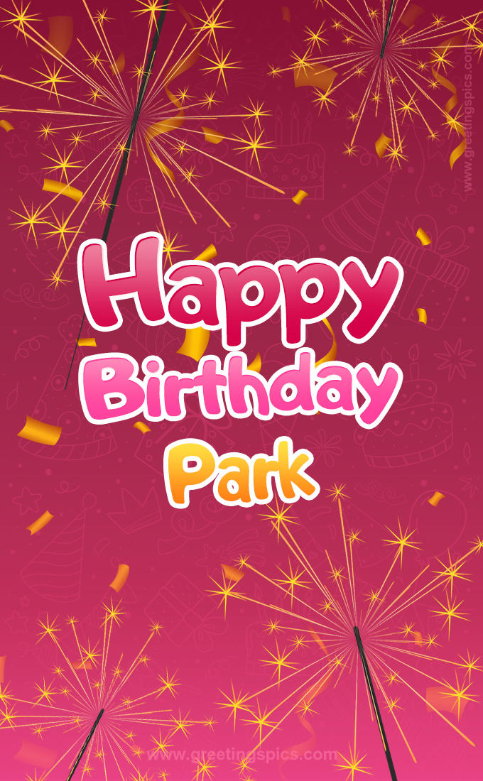 Happy Birthday Park Image with sparklers (tall rectangle shape picture)