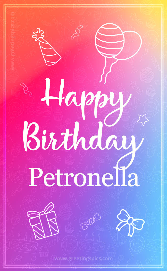 Colorful Happy Birthday Card For Petronella (tall rectangle shape picture)