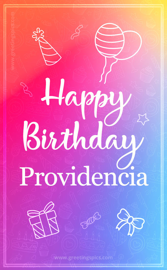 Colorful Happy Birthday Card For Providencia (tall rectangle shape picture)