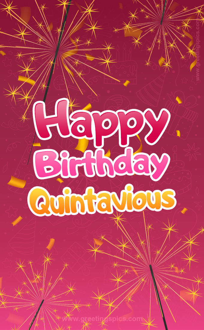 Happy Birthday Quintavious Image with sparklers (tall rectangle shape picture)