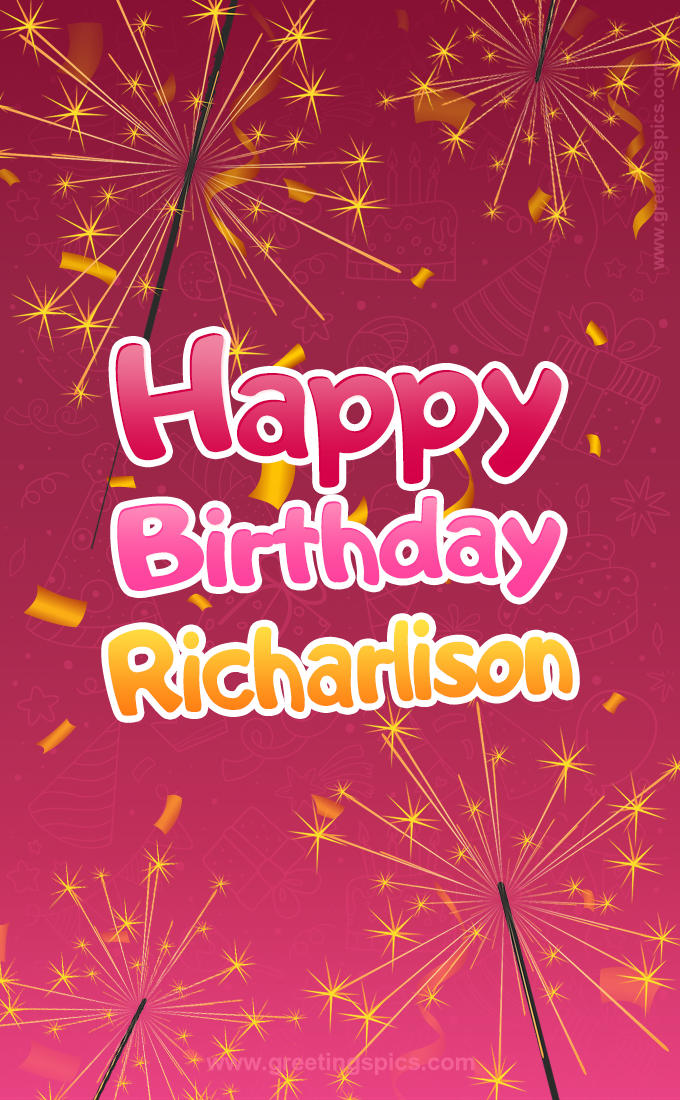 Happy Birthday Richarlison Image with sparklers (tall rectangle shape picture)