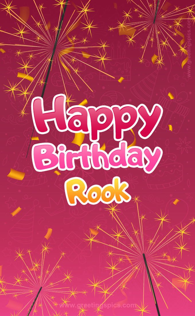 Happy Birthday Rook Image with sparklers (tall rectangle shape picture)