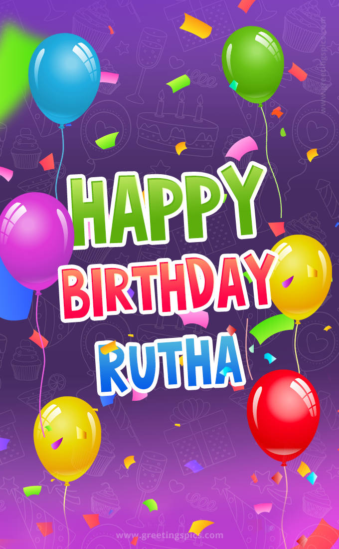 Happy Birthday Rutha Festive Greeting Card (tall rectangle shape picture)