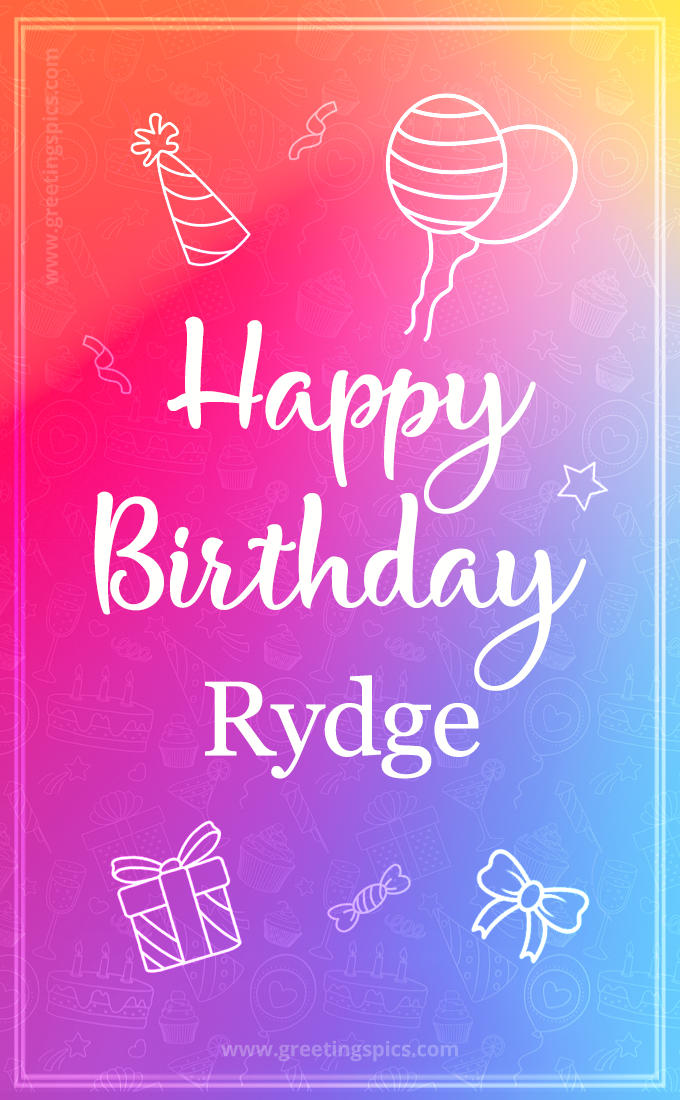 Colorful Happy Birthday Card For Rydge (tall rectangle shape picture)