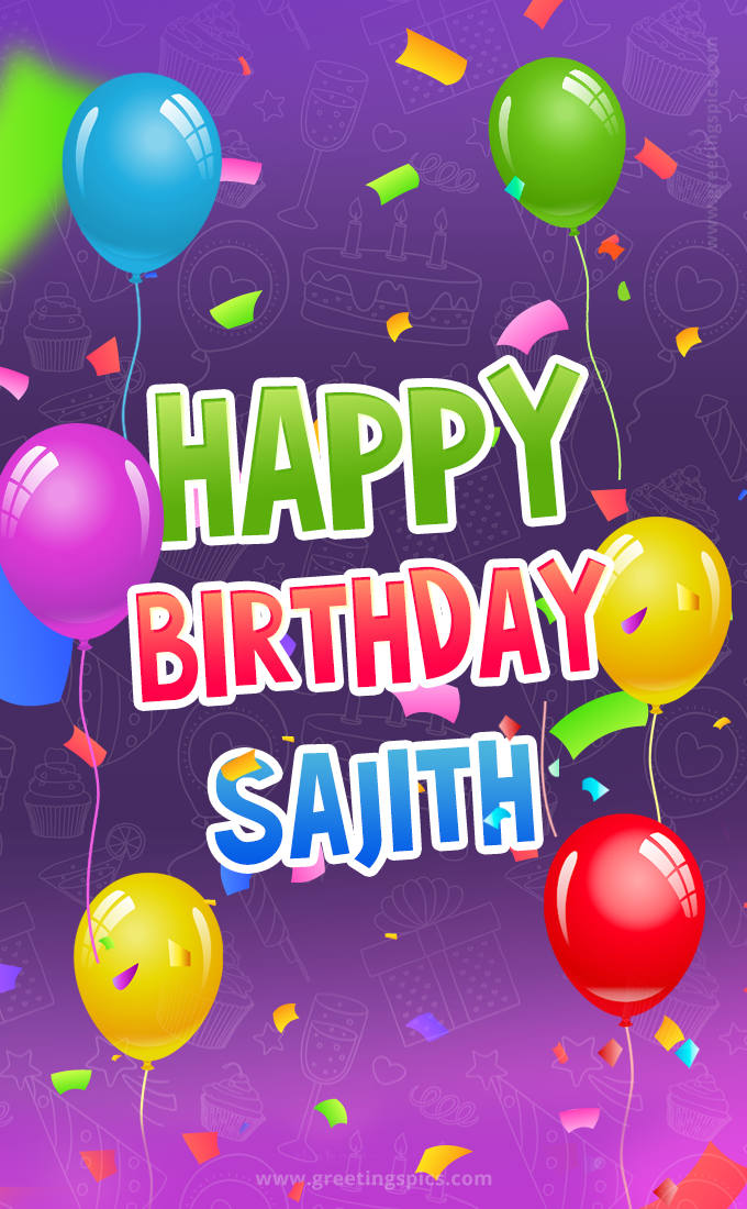 Happy Birthday Sajith Festive Greeting Card (tall rectangle shape picture)