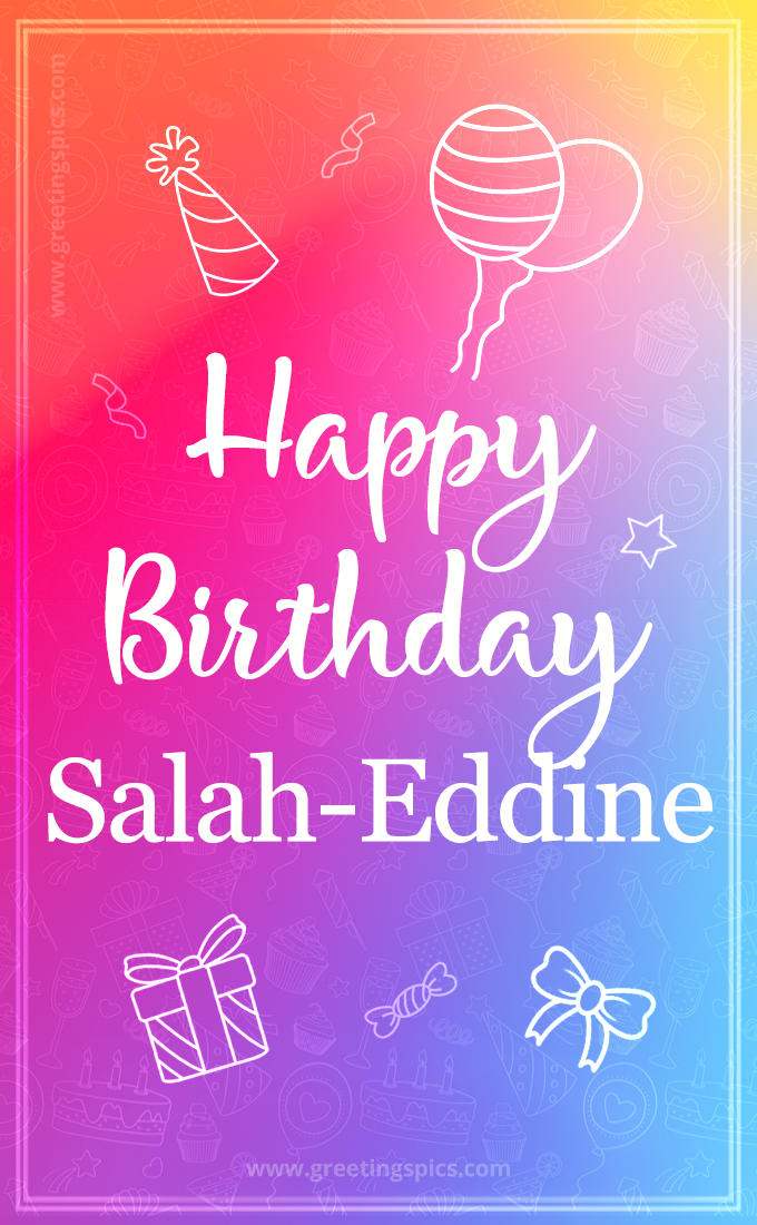 Colorful Happy Birthday Card For Salah-Eddine (tall rectangle shape picture)