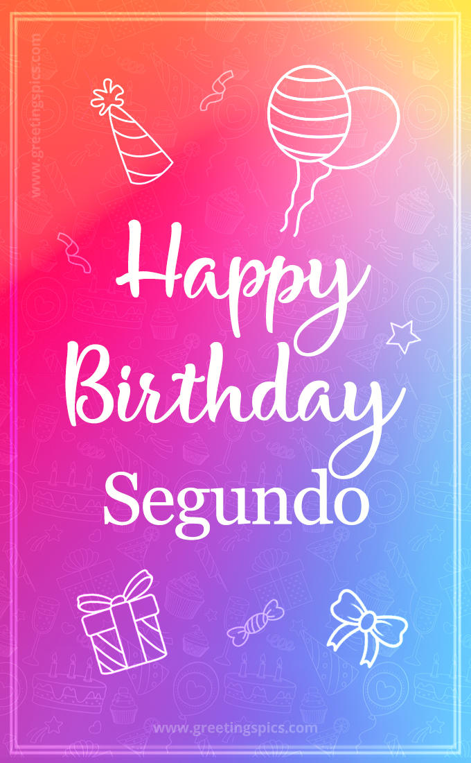 Colorful Happy Birthday Card For Segundo (tall rectangle shape picture)