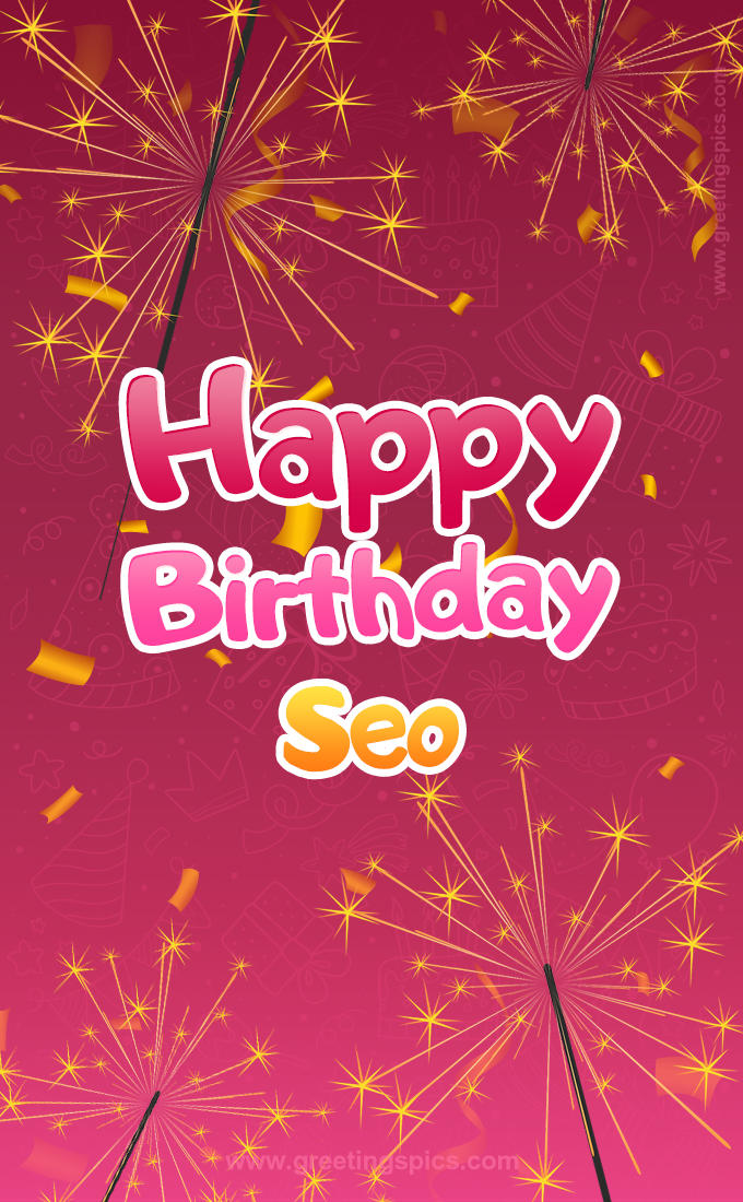 Happy Birthday Seo Image with sparklers (tall rectangle shape picture)