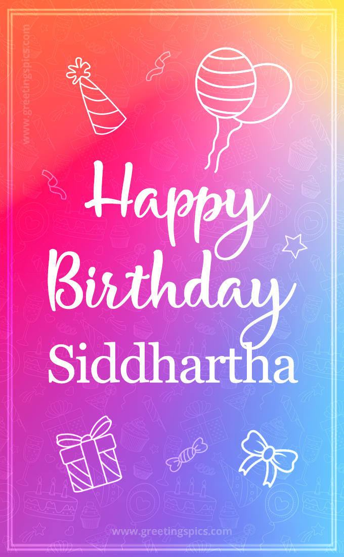 Colorful Happy Birthday Card For Siddhartha (tall rectangle shape picture)