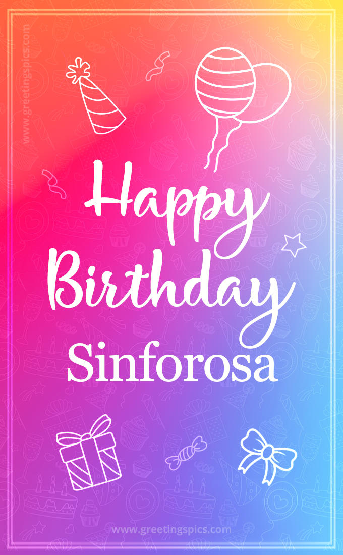 Colorful Happy Birthday Card For Sinforosa (tall rectangle shape picture)