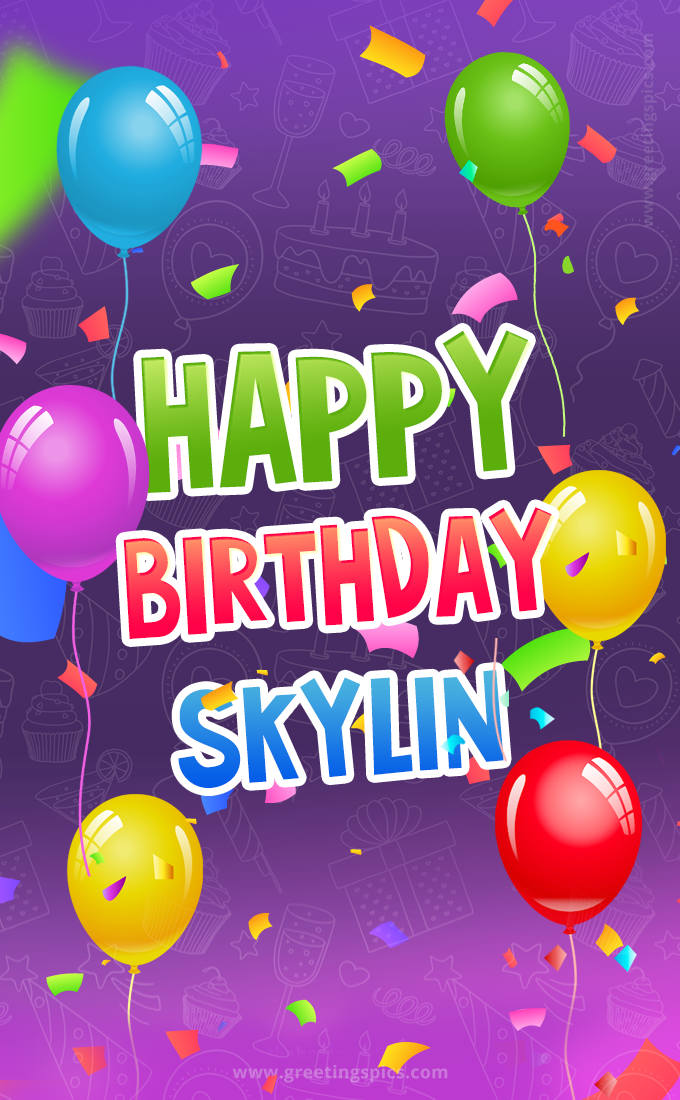Happy Birthday Skylin Festive Greeting Card (tall rectangle shape picture)