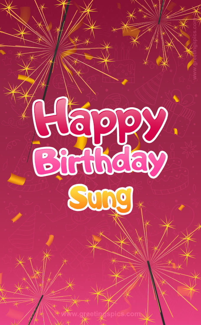 Happy Birthday Sung Image with sparklers (tall rectangle shape picture)