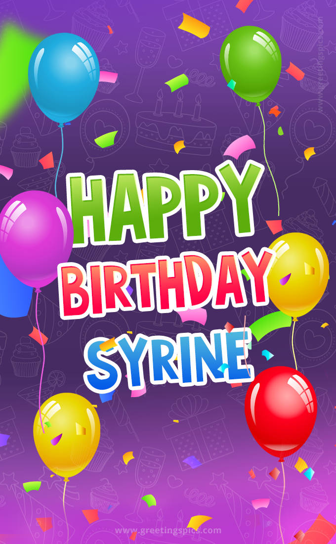 Happy Birthday Syrine Festive Greeting Card (tall rectangle shape picture)