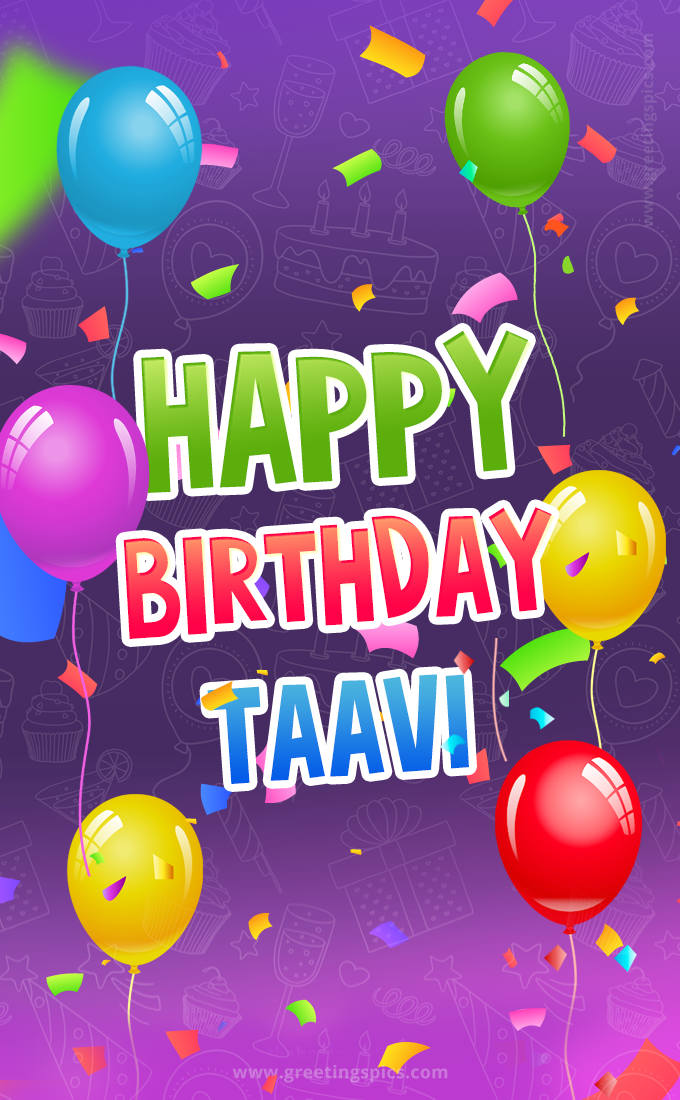 Happy Birthday Taavi Festive Greeting Card (tall rectangle shape picture)