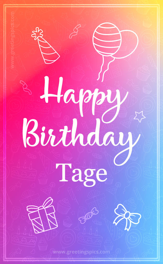 Colorful Happy Birthday Card For Tage (tall rectangle shape picture)