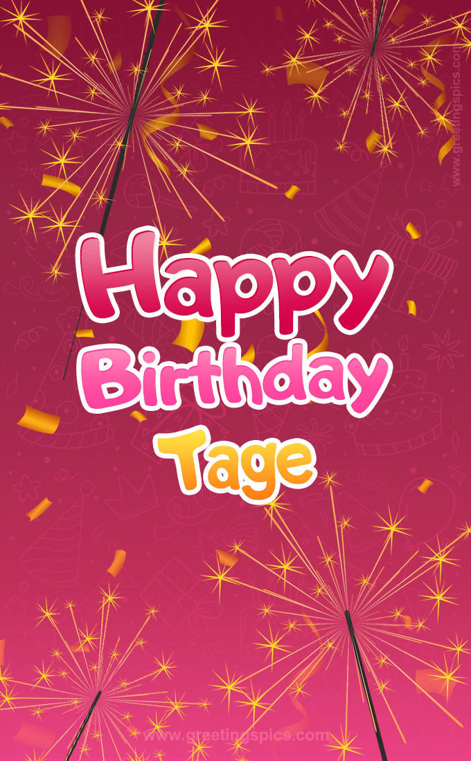 Happy Birthday Tage Image with sparklers (tall rectangle shape picture)