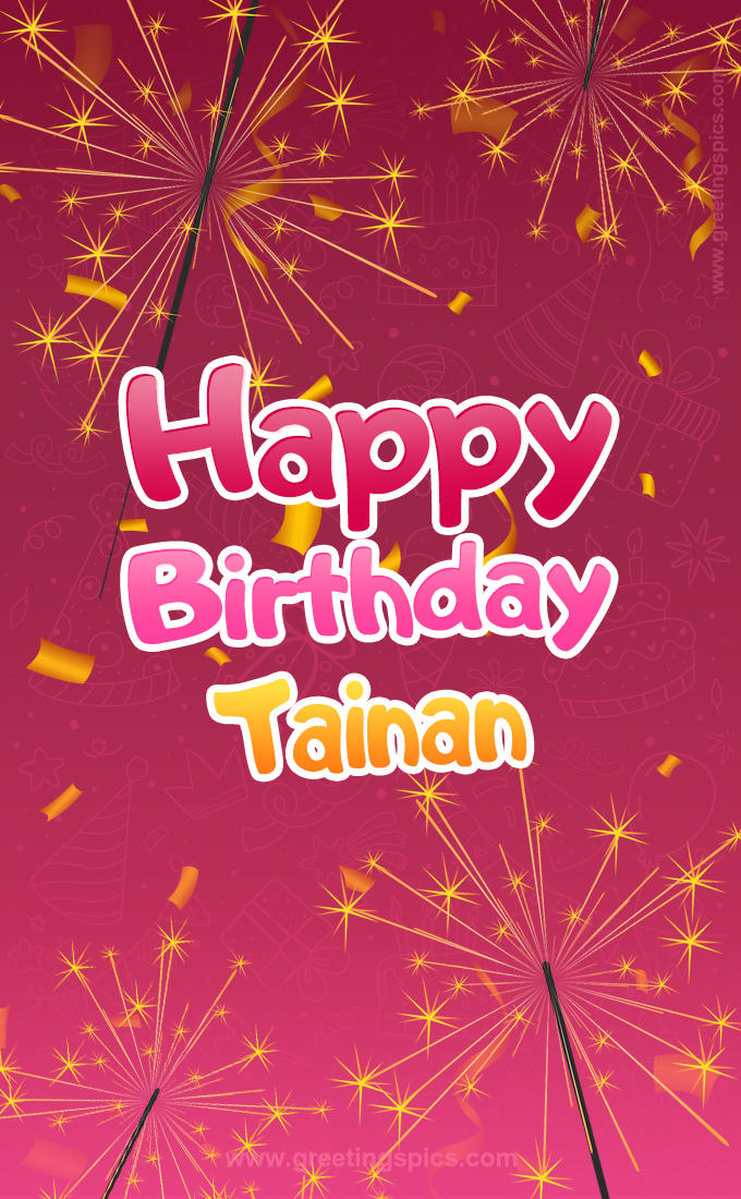 Happy Birthday Tainan Image with sparklers (tall rectangle shape picture)