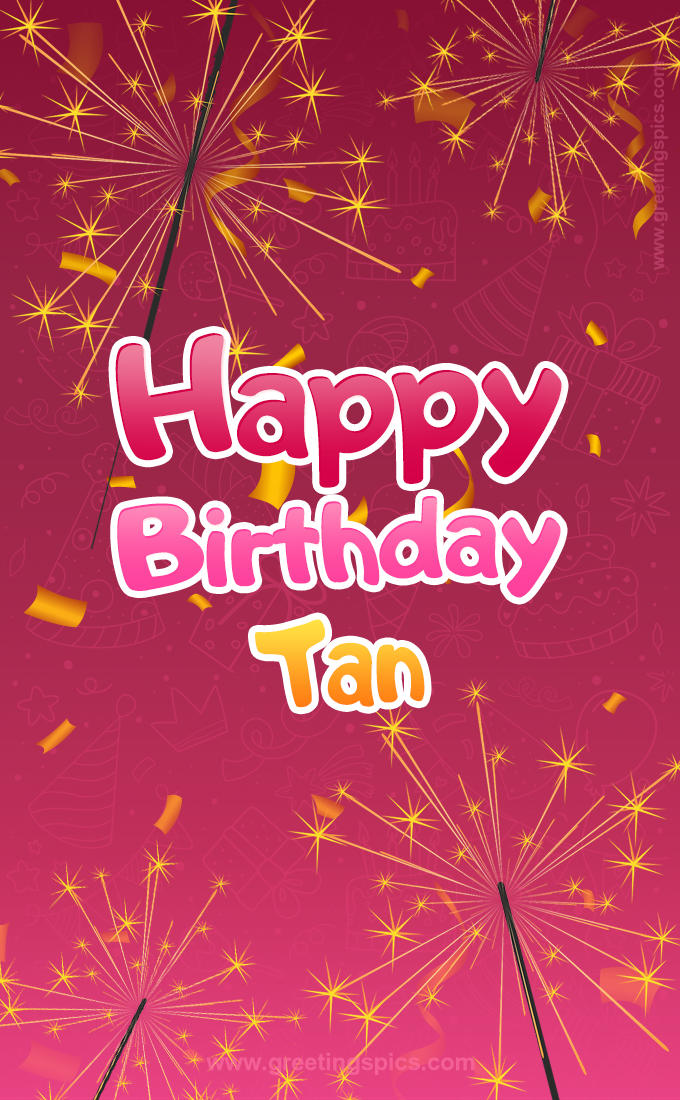 Happy Birthday Tan Image with sparklers (tall rectangle shape picture)