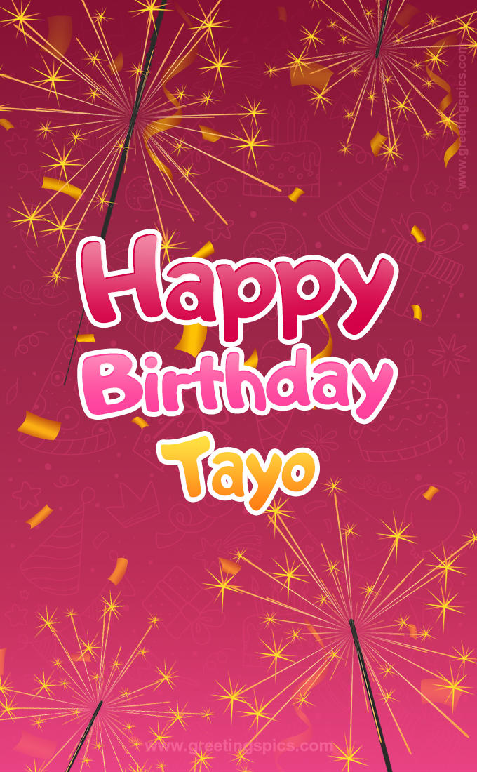 Happy Birthday Tayo Image with sparklers (tall rectangle shape picture)