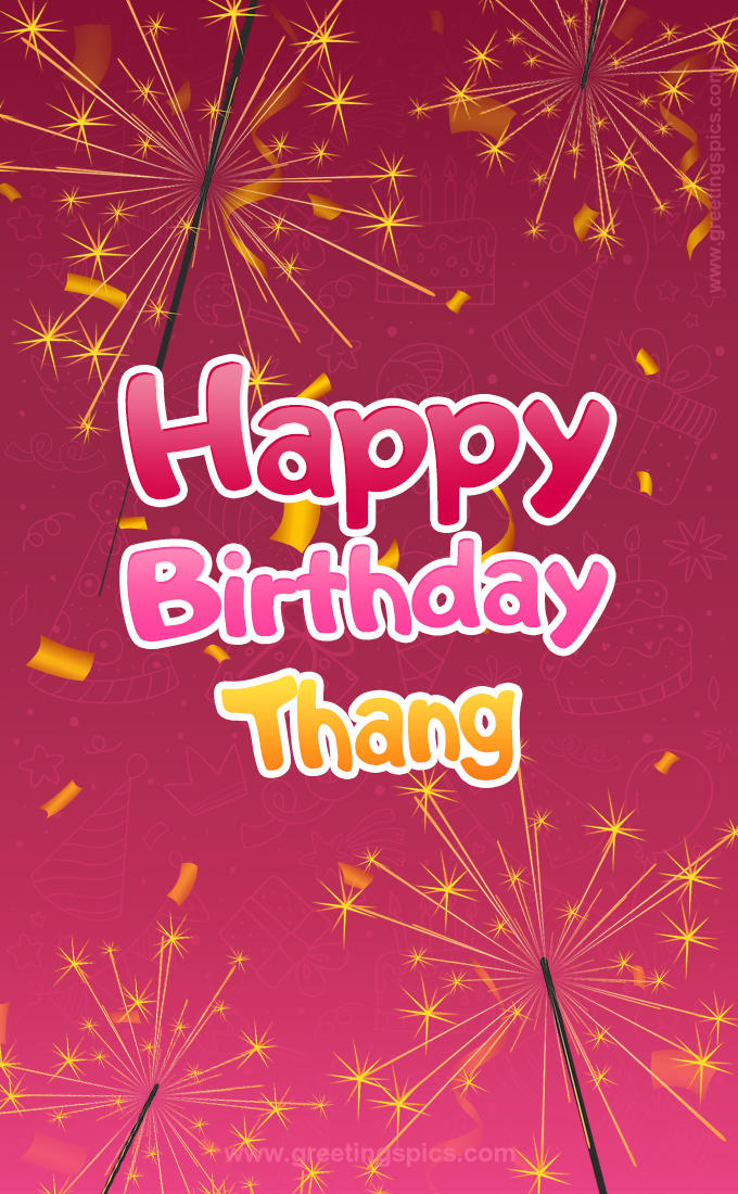 Happy Birthday Thang Image with sparklers (tall rectangle shape picture)