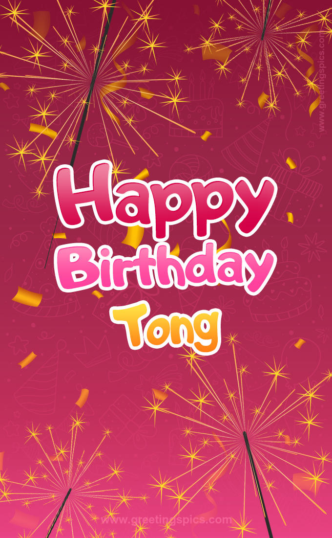 Happy Birthday Tong Image with sparklers (tall rectangle shape picture)