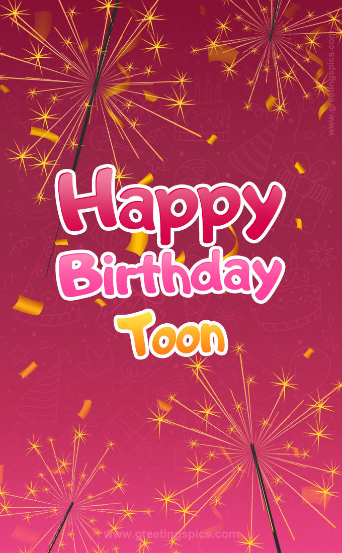 Happy Birthday Toon Image with sparklers (tall rectangle shape picture)