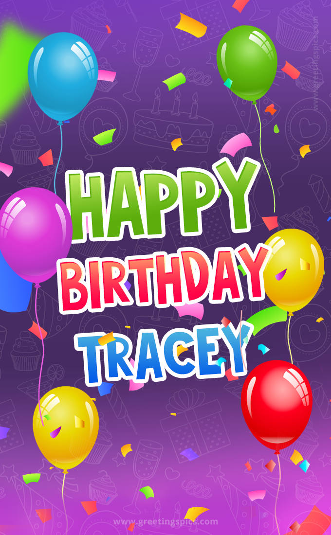 Happy Birthday Tracey Festive Greeting Card (tall rectangle shape picture)