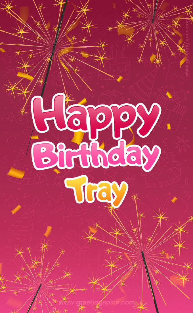 Happy Birthday Tray Image with sparklers (tall rectangle shape picture)