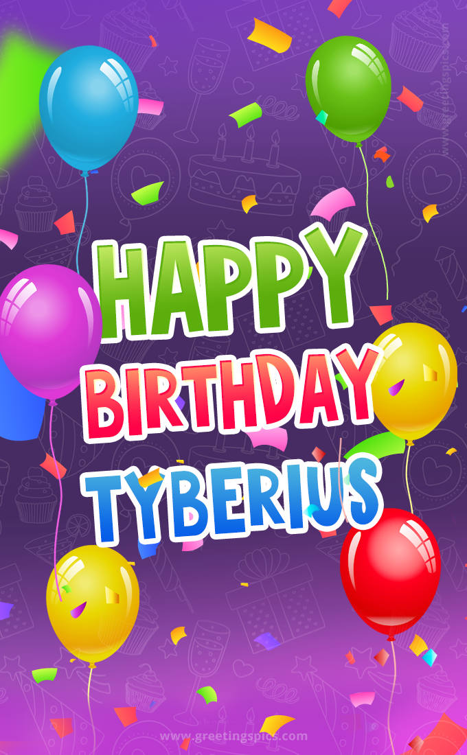 Happy Birthday Tyberius Festive Greeting Card (tall rectangle shape picture)