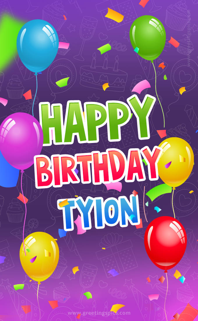 Happy Birthday Tyion Festive Greeting Card (tall rectangle shape picture)