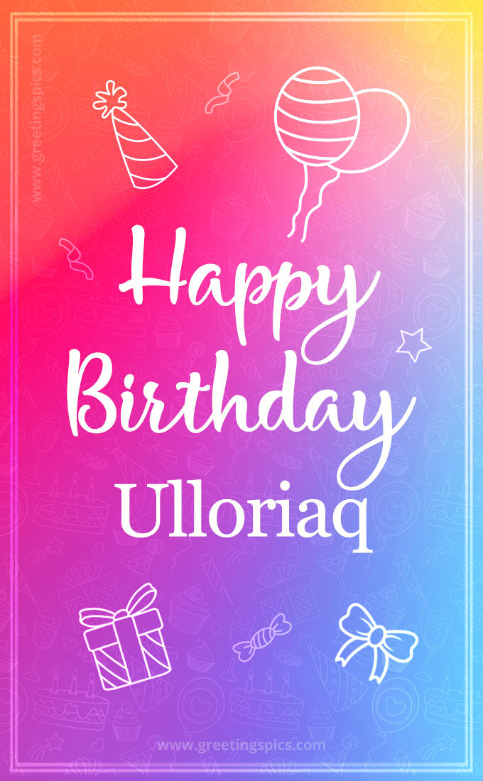 Colorful Happy Birthday Card For Ulloriaq (tall rectangle shape picture)