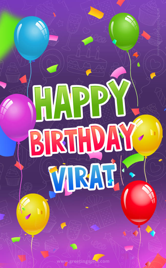 Happy Birthday Virat Festive Greeting Card (tall rectangle shape picture)