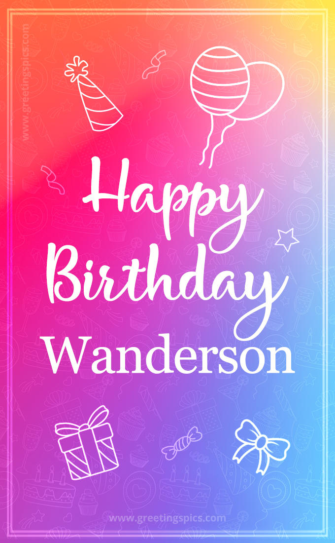 Colorful Happy Birthday Card For Wanderson (tall rectangle shape picture)