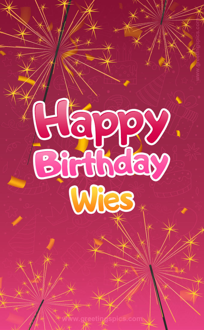 Happy Birthday Wies Image with sparklers (tall rectangle shape picture)