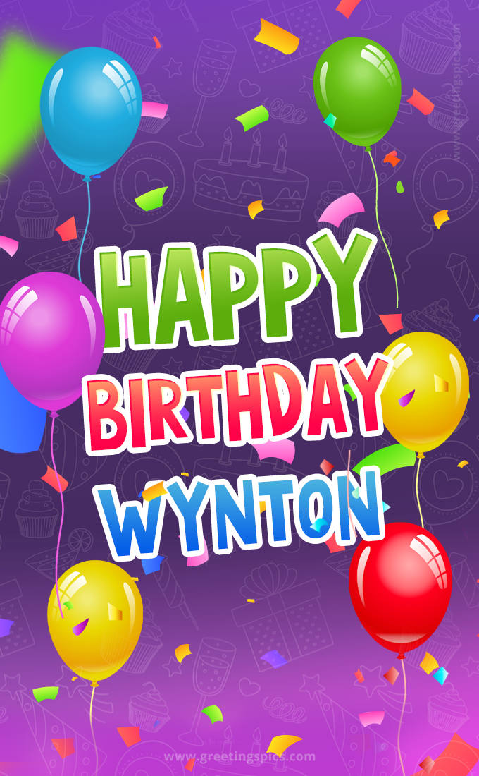 Happy Birthday Wynton Festive Greeting Card (tall rectangle shape picture)