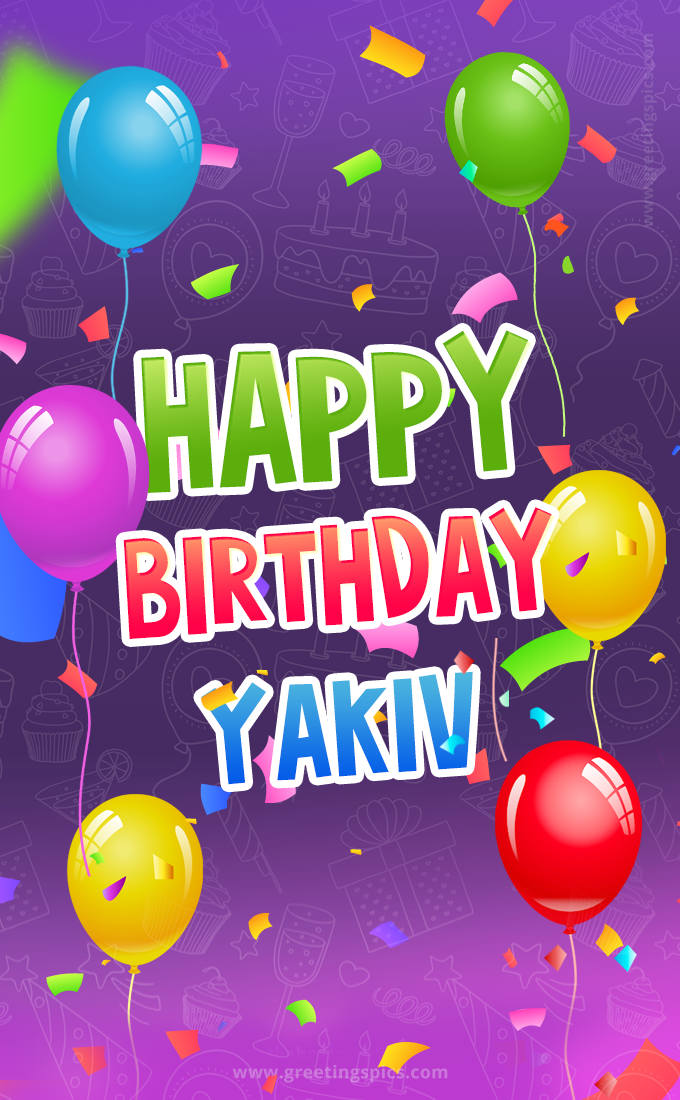 Happy Birthday Yakiv Festive Greeting Card (tall rectangle shape picture)