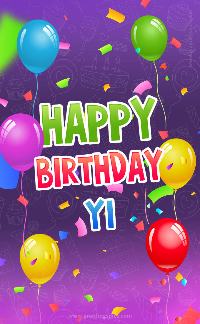 Happy Birthday Yi Festive Greeting Card (tall rectangle shape picture)