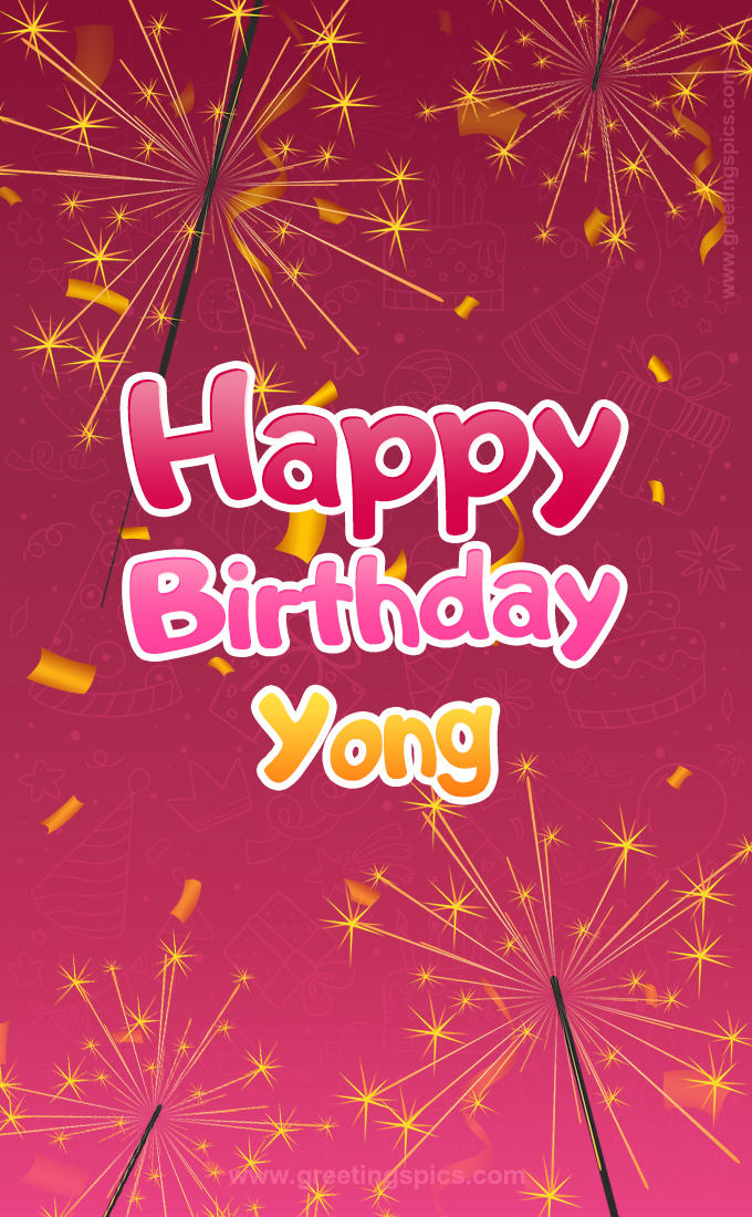 Happy Birthday Yong Image with sparklers (tall rectangle shape picture)