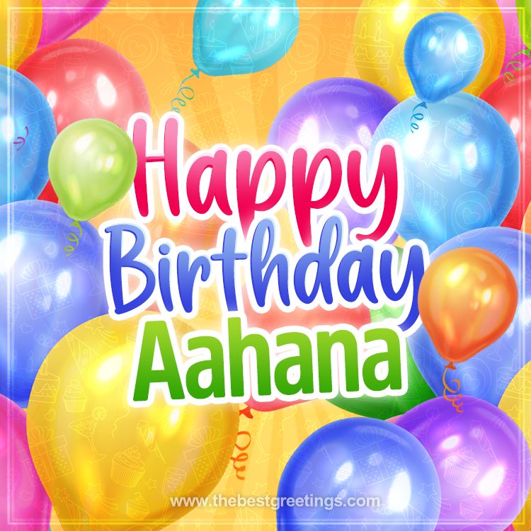 Happy Birthday Aahana Image with colorful balloons (square shape image)