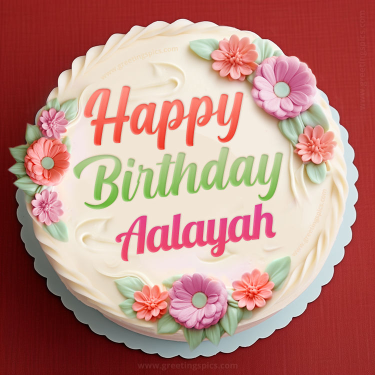 Happy Birthday Aalayah Cake Image With Name (square shape image)