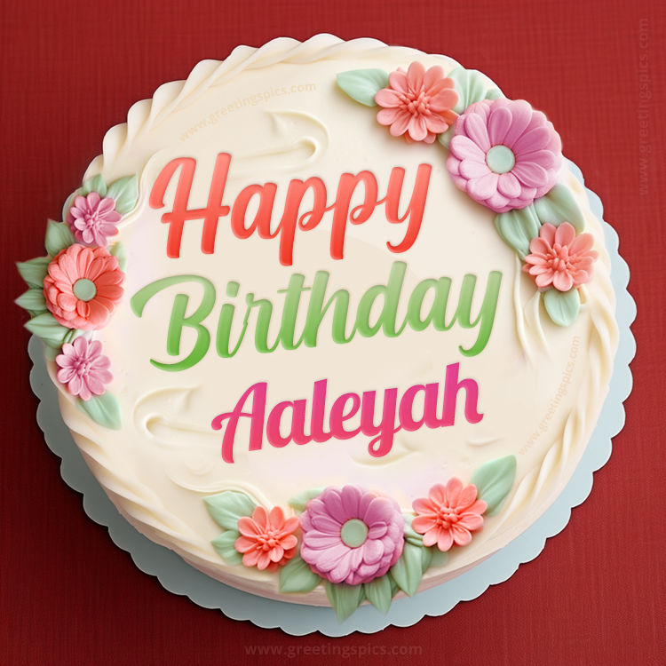 Happy Birthday Aaleyah Cake Image With Name (square shape image)