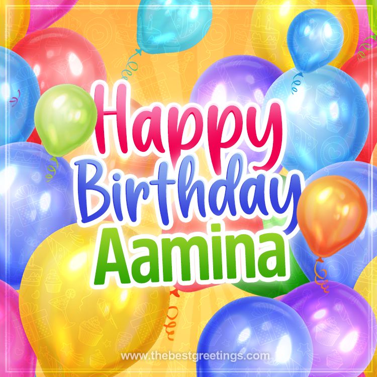 Happy Birthday Aamina Image with colorful balloons (square shape image)